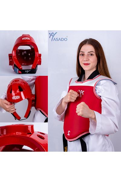 HAŞADO Safeguard-Selfguard Taekwondo Body Chest Protector Reversible + Open Mushroom Helmet