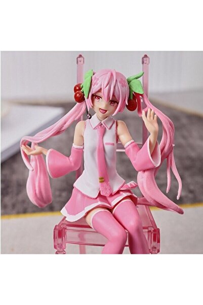 Fillikutum Anime Pink Hatsune Miku Sakura Figür Sandalye Pozu 16 Cm