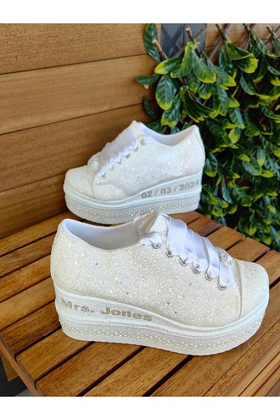 Ayakkabı Tutkusu Stilo ® Pantofi de mireasă cu toc pană 36-37-38-39-40-41-42-43-44-45 Numere Full Mold 8cm Înălțime