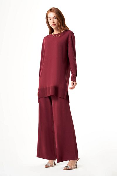 Mizalle Bsc Rayon Knitwear Plum Tunic