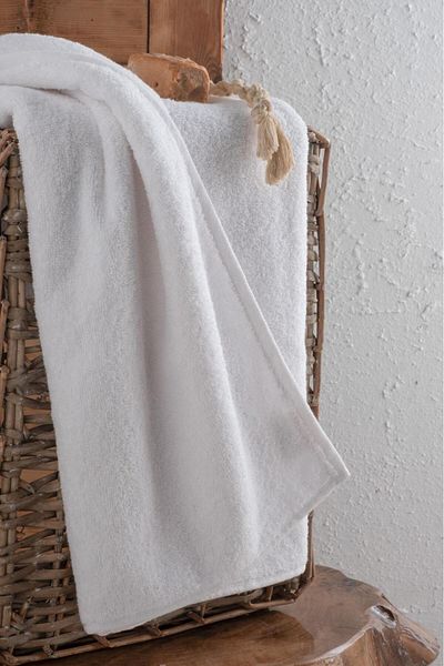 Mürdüm Home Απλό 1 τεμάχιο 50x90 εκ. Πετσέτα ξενοδοχείου διπλής ραφής Λευκή πετσέτα μπάνιου