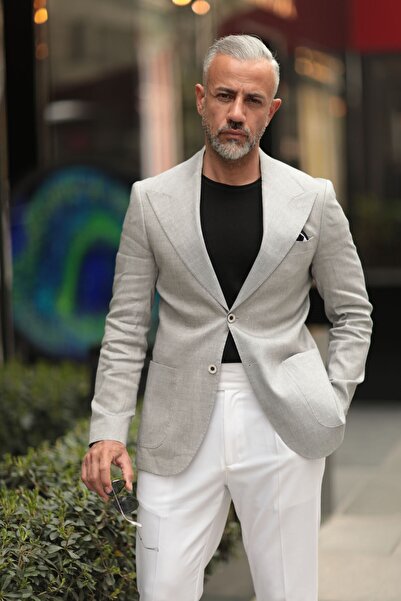 Fc Plus Gri Yarım Astarlı Ceket - Slim Fit