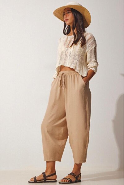 Hersteller Women's Camel Waist Elastic Ayrobin Shalwar Trousers