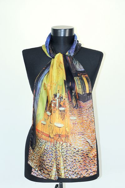 Nomads Felt 100% Silk Scarf| 32x160cm| Van Gogh Cafe Terrace|