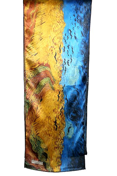 Nomads Felt 100% Silk Scarf| 32x160cm| Van Gogh Wheatfield with Crows| Nomads Felt