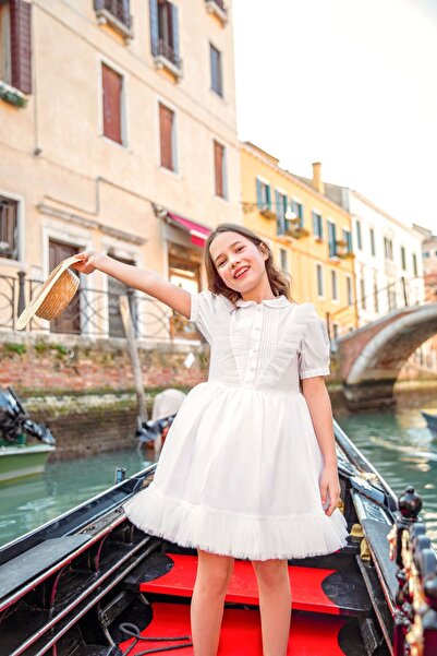 Happy & Mini Fluffy White Dress with Tulle Detail