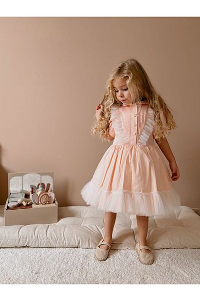 Happy & Mini Fluffy Salmon Dress with Tulle Detail