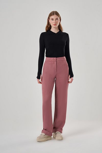 Mizalle Suede Textured Tan Trousers