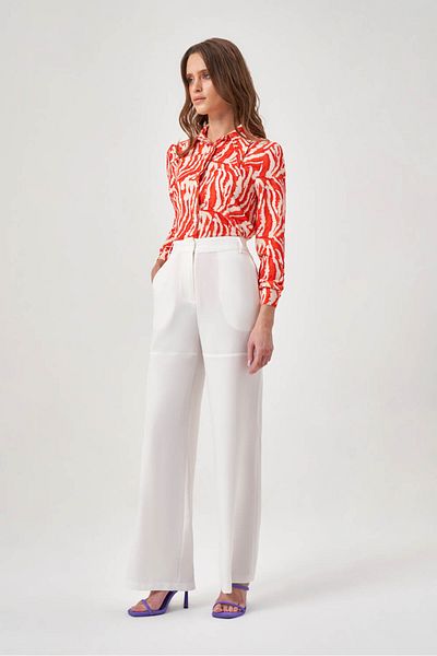 Mizalle White Trousers with Side Pockets