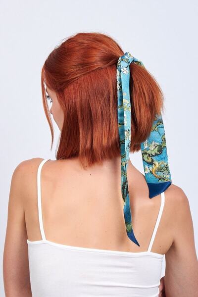 Nomads Felt Silk Twilly Scarf| Van Gogh Almond Tree| Nomads Felt