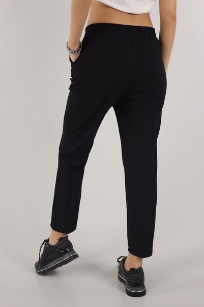 esmir Wolwes Women's Elastic Waist Carrot Pattern Trousers