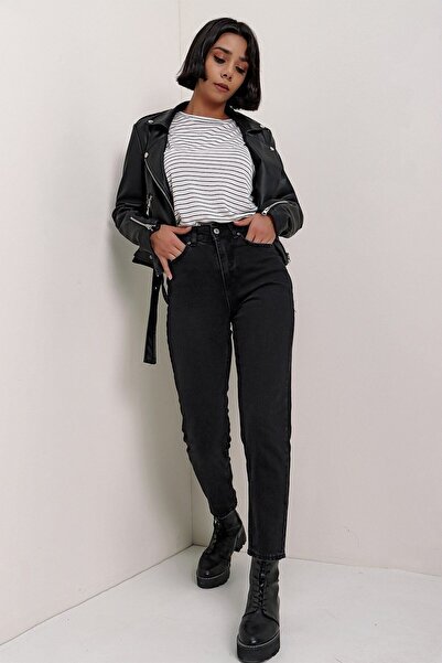 ByCukurovaFrango Nora Women - Ψηλόμεση Lycra Black Mom Jeans 2024, τζιν που δ...