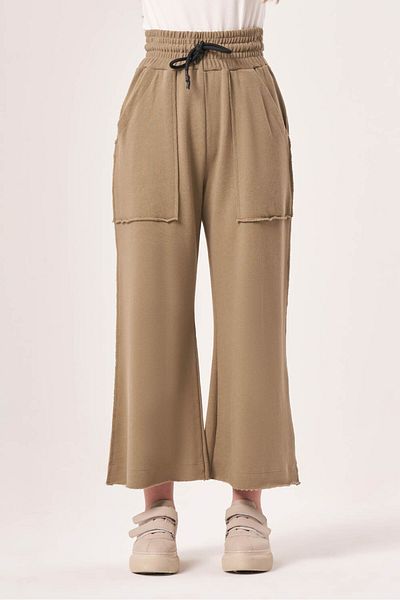 Mizalle Wide Leg Knitted Green Trousers