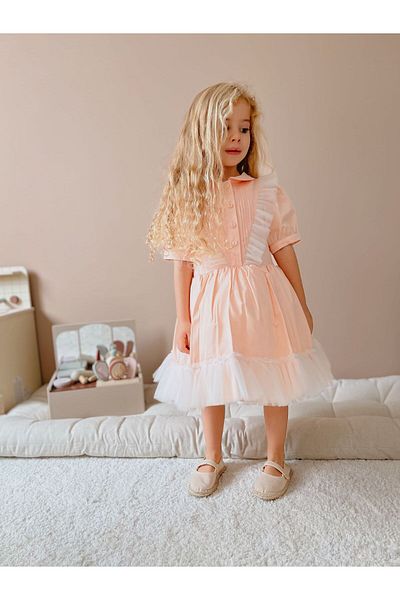 Happy & Mini Fluffy Salmon Dress with Tulle Detail