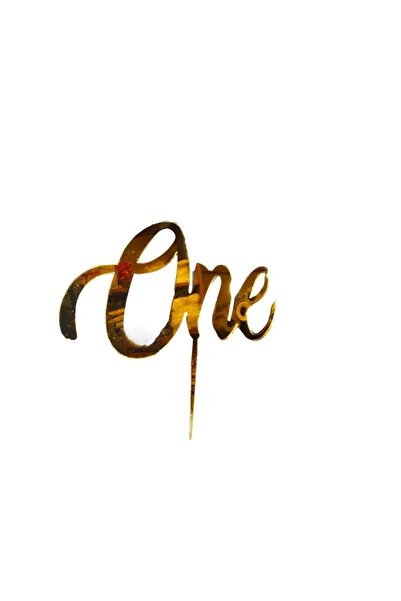 Genel Markalar Pasta Üstü Gold Renk One Yazılı Altın Renginde Pasta Üzerine S...