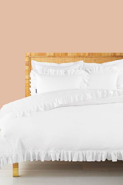 RİTMOHOME Комплект двоен плик за завивка Off White Flounced - Ruffled Cotton Vintage Hotel Series