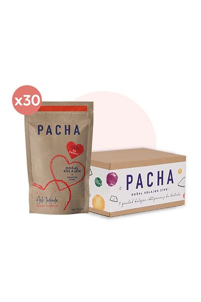 PACHA علبة الكاكاو والموز الشهرية بالكولاجين الطبيعي ورقائق البروتين (30 × 10 جم)