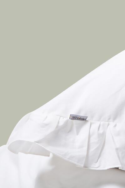 RİTMOHOME Snow White Farballi - Ruffled Cotton Vintage Hotel Series Double Duvet Cover Set