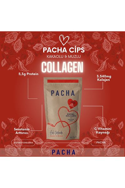 PACHA علبة الكاكاو والموز الشهرية بالكولاجين الطبيعي ورقائق البروتين (30 × 10 جم)
