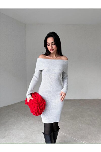Mooi Butik Midi FARRELL haljina sa podesivim izrezom 7382 - Siva