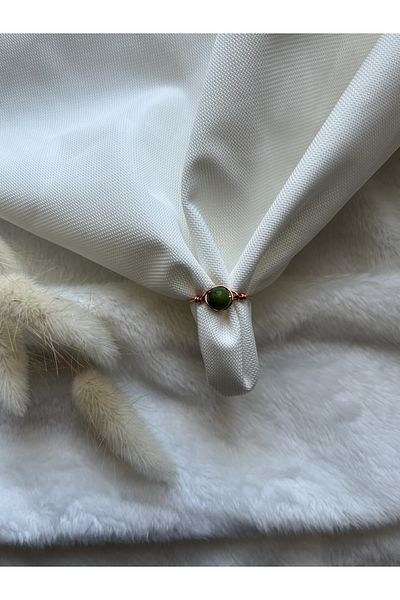 PelvedDesign Canadian Jade Copper Adjustable Natural Stone Handmade Wire Ring