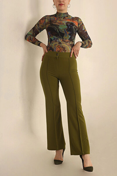 esmir Wolwes Kadın Çimalı Yüksek Bel İspanyol Paça Pantolon