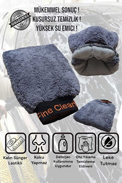 Manosta Extra Kalın Sünger Profesyonel Araba Yıkama Kurulama Cila Eldiveni Mi...