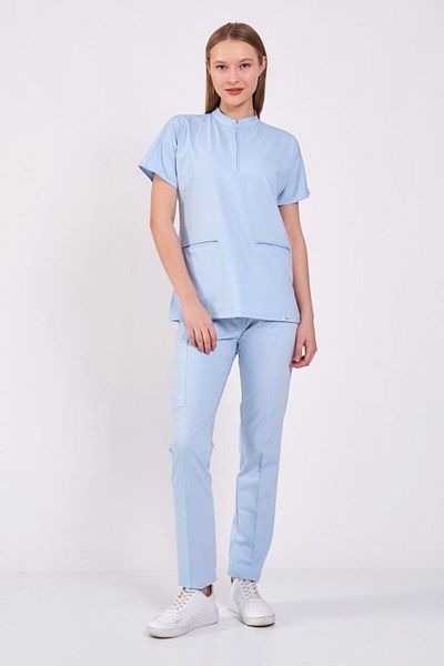 Owlet Medikal Jersey chirurgical detaliat cu fermoar Lycra Baby Blue