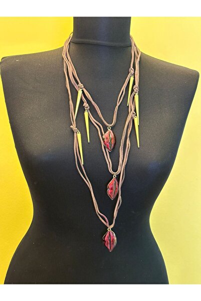 Gönülden Tasarım DERİ KAYIŞLE ÖPÜCÜKLÜ KADIN KOLYE