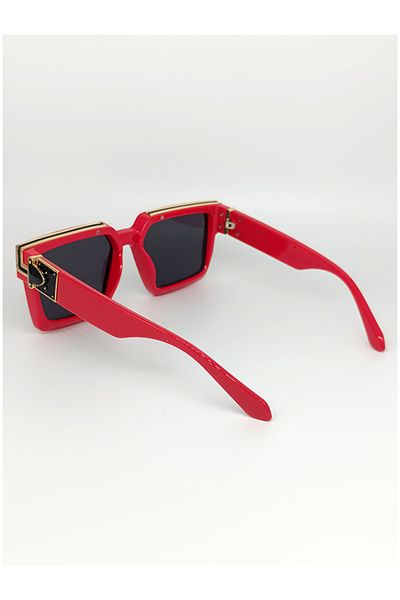 TomyHelf Rectangular Design Red Frame Black Glass Women's Sunglasses