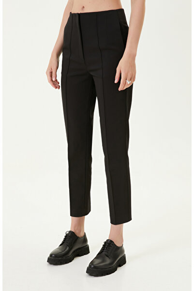 Network Kemersiz Düz Paça Siyah Pantolon