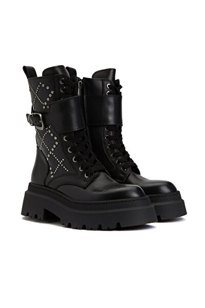 Dıvarese Siyah Kadın Deri Bot