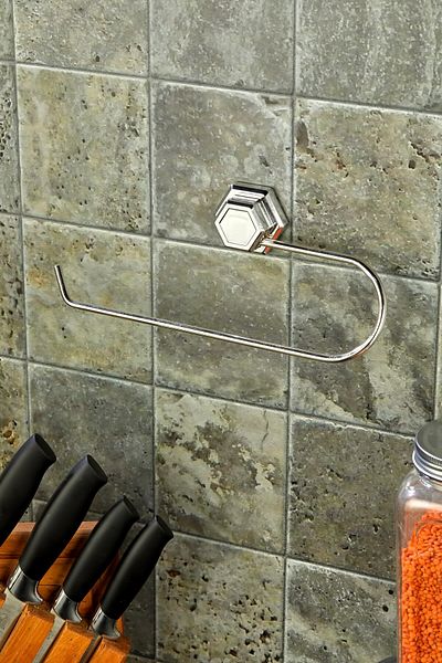 FBZhome Adhesive Roll Paper Towel Holder Napkin Holder Bathroom Hanger Holder Metal WC Paper Holder