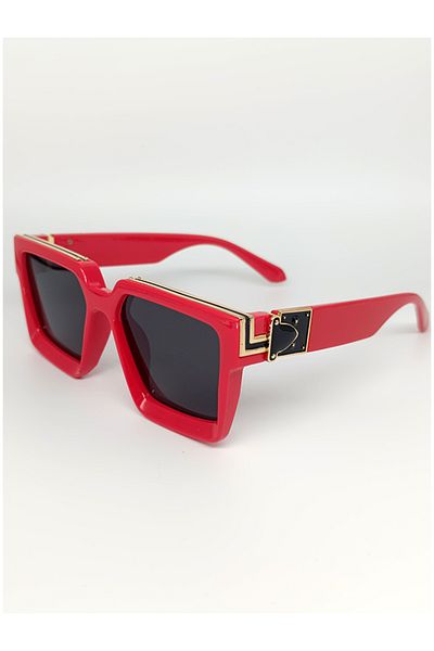TomyHelf Rectangular Design Red Frame Black Glass Women's Sunglasses