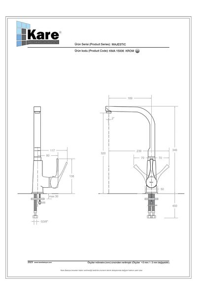 KARE Majestic Mix Long Profile Pipe Sink Faucet
