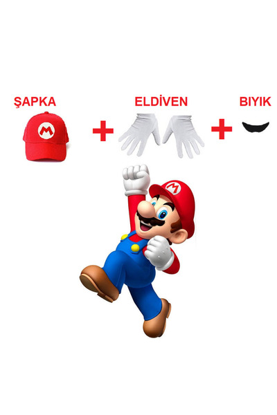 KOSTÜMCE Mario Şapka Set Yetişkin