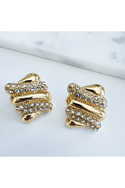 CHARMLUCKY Çelik taşlı kare küpe