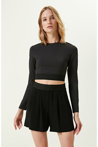 Network N-Tech Siyah Logolu Crop Bluz