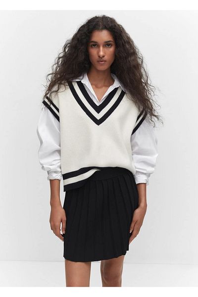 MANGO Woman Pleated Knitwear Mini Skirt