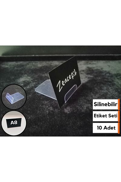 Şeffaf Etiket 10 Pieces Black Black Blackboard Label Set A8 Size Standing Erasable Cafe Cafe Storefront Label Set