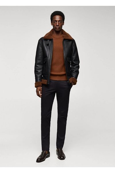 MANGO Man Jacke mit Kunstpelzfutter