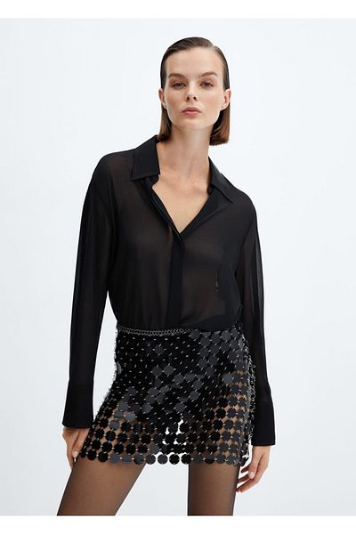 MANGO Woman Skirt with metalic disc