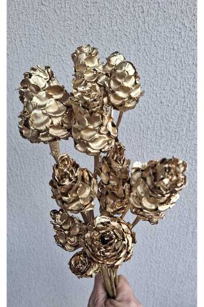 kutmen Χρυσό επιχρυσωμένο (ΧΡΥΣΟ) Τροπικό Ένγκιναρ Ξηρό Λουλούδι 5 Κλαδιά (ΤΕ...