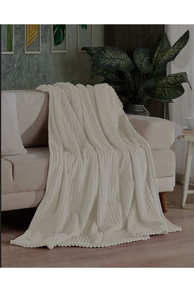 KÜBRAHOME'S Welsoft Striped Double Cream Blanket Zebra Casa