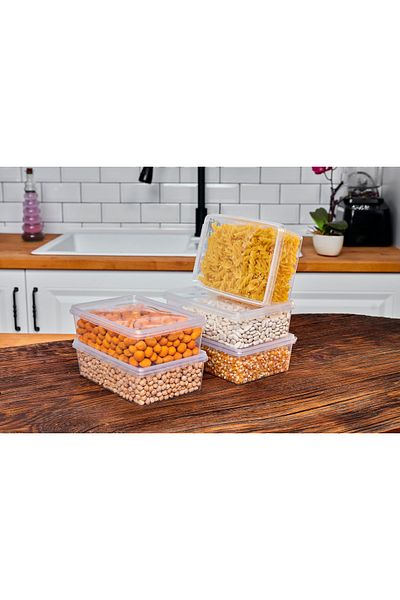 Codemfire Storage Container 1000ml 5 Pieces with Lid Lock, Freezer, Food Favorable (19*13*6)cm