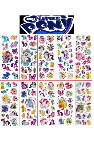 Kumik My Little Pony Characters 3 sets of embossed stickers