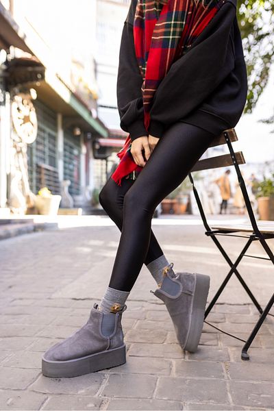 ANGELİNA JONES İCARY ΓΥΝΑΙΚΕΙΑ ΓΚΡΙ ΠΡΑΓΜΑΤΙΚΑ SUEDE ΜΠΟΤΑΚΙΑ ULTRAMINI