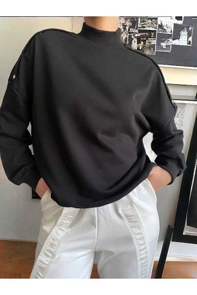 BEBE PLUS Snap Detailed Sweatshirt