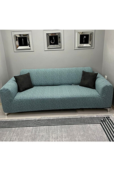 ÖZMAKAN Mint Colored Jacquard 3-Seater Sofa Cover and Sofa Bed Couch Cover - 1pc