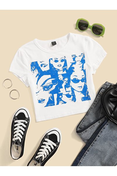 Jose Clothing Γυναικεία μπλούζα με κοντομάνικη στάμπα σε λευκό χρώμα